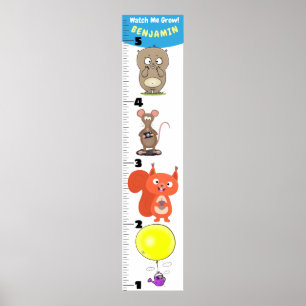 Cute funny rodents animals cartoon growth chart
