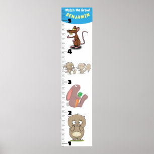 Cute funny rodents animals cartoon growth chart
