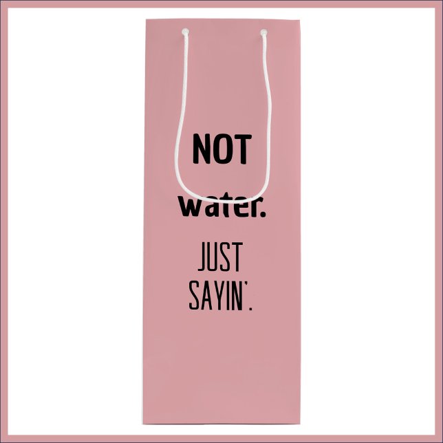Cute Funny Rose Coloured Wine Gift Bag (Creator Uploaded)