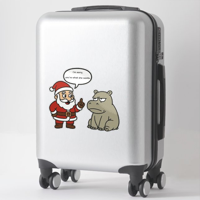 cute, funny Santa and Hippo Christmas (Suitcase)