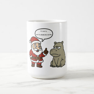 cute, funny Santa and Hippo Christmas Coffee Mug