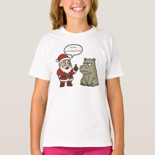 cute, funny Santa and Hippo Christmas T-Shirt