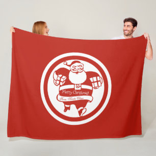 Cute Funny Santa Claus Red and White Christmas Fleece Blanket