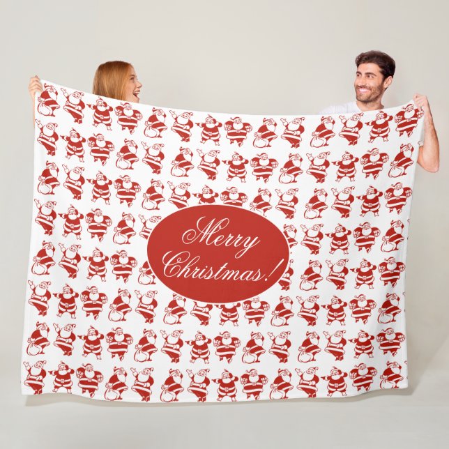 Cute Funny Santa Claus Red and White Christmas Fleece Blanket (In Situ)