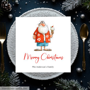 Cute Funny Santa Claus Watercolor Dinner Napkins