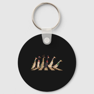 Cute Funny Santa Duck Christmas Lights Duck Wearin Key Ring