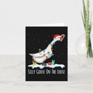Cute Funny Santa Duck Silly Goose On The Loose Chr Card