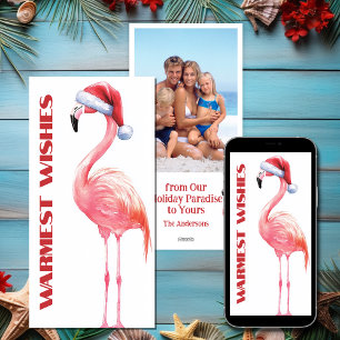 Cute Funny Santa Flamingo Beach Christmas Photo Holiday Card