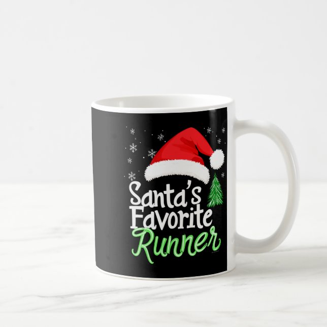 Cute Funny Santa's Favorite Runner Christmas Run H Coffee Mug (Right)