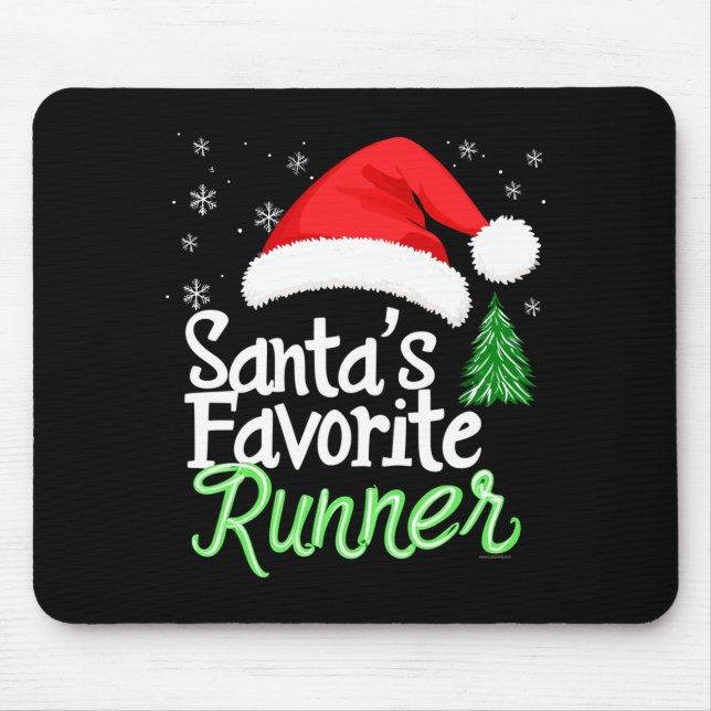 Cute Funny Santa's Favorite Runner Christmas Run H Mouse Pad (Front)