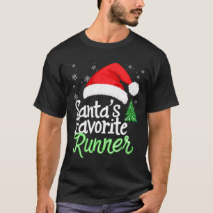 Cute Funny Santa's Favorite Runner Christmas Run H T-Shirt