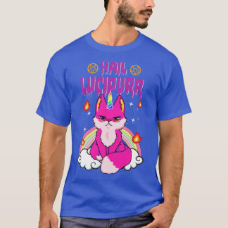 Cute Funny Satanic Hail Lucipurr Rainbow Emo Cat T-Shirt