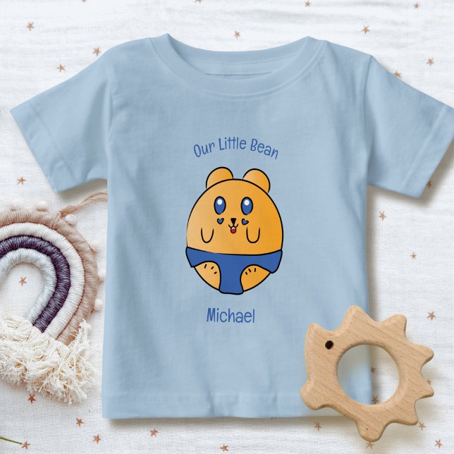 Cute Funny Saying Cartoon Animal Fun Blue Modern Baby T-Shirt (Creator Uploaded)