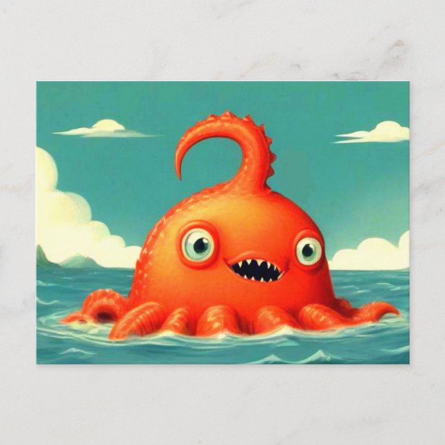 Cute Funny Sea Monster Postcard (Front)