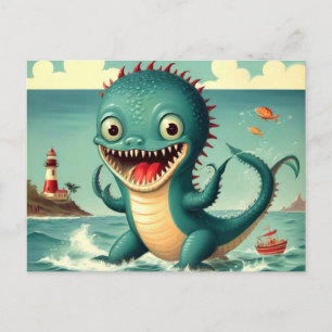 Cute Funny Sea Monster Postcard
