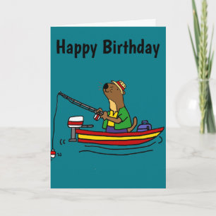Cute Funny Sea Otter Fishing Art Card