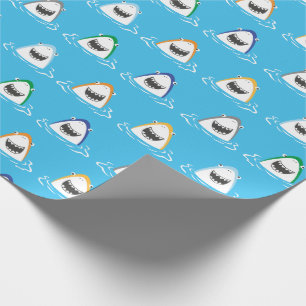 Cute funny Sharks in bright colors on light blue Wrapping Paper