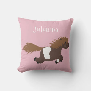 Cute funny Shetland pony cartoon illustration Cushion