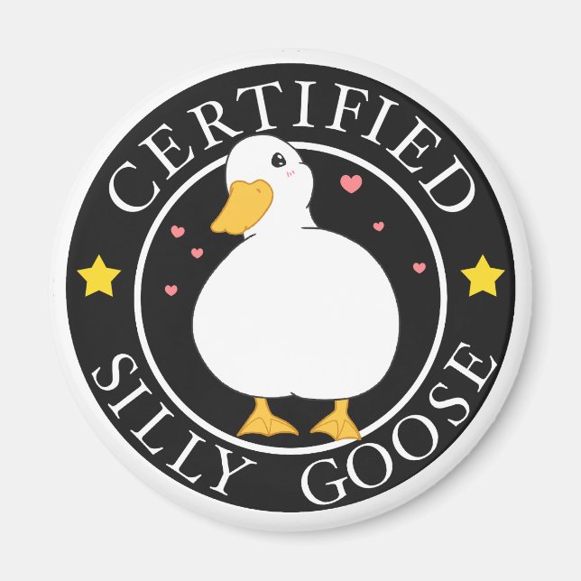 Cute Funny Silly Goose Button Pin Magnet (Front)