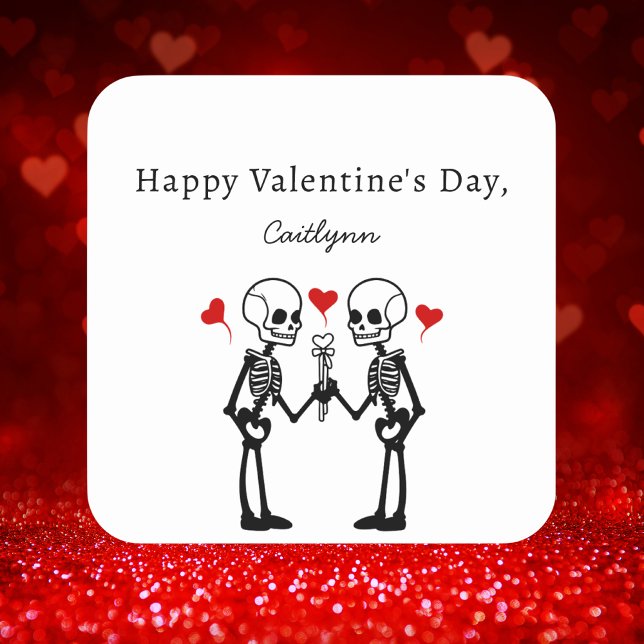 Cute Funny Simple Valentines Day Square Sticker (Creator Uploaded)