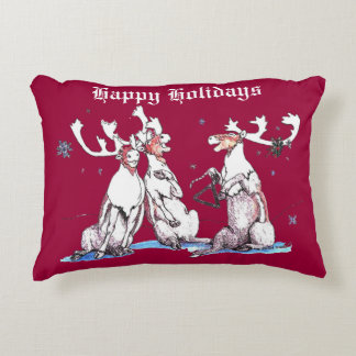 Cute Funny Singing Christmas Caribou Decorative Cushion