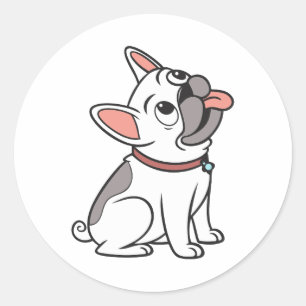 Cute Funny Sitting Single French Bulldog Classic Round Sticker