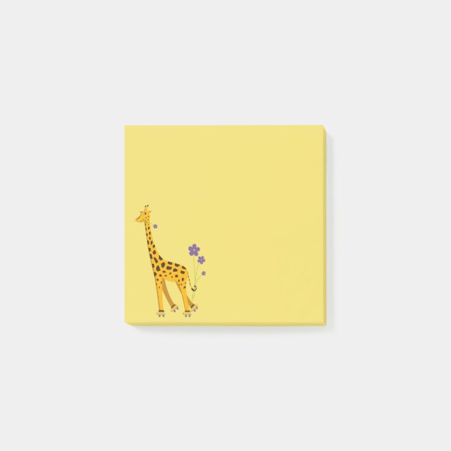 Cute Funny Skating Cartoon Giraffe Post-it Notes (Front)