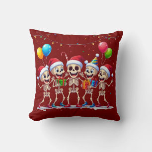 Cute Funny Skeletons Christmas & New Year Celebrat Cushion