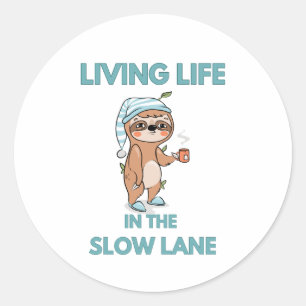 cute funny sloth classic round sticker