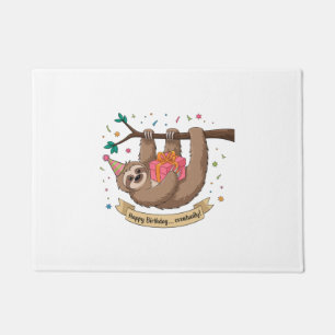 Cute Funny Sloth Happy Birthday Doormat