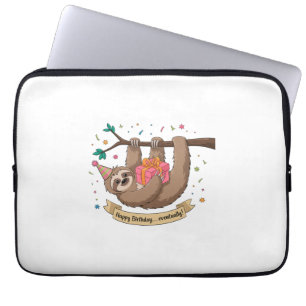 Cute Funny Sloth Happy Birthday Laptop Sleeve