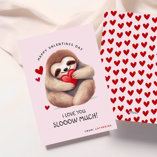Cute Funny Sloth Kids Valentine's Day Holiday Card
