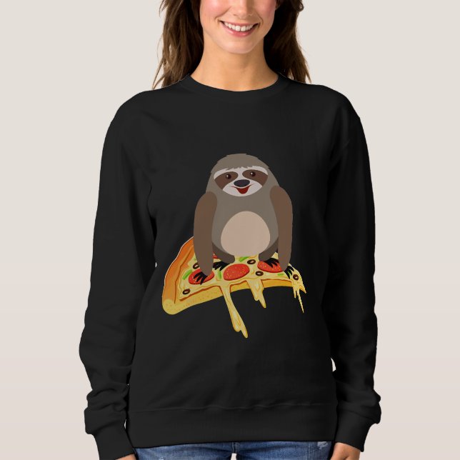 Cute   Funny Sloth Riding Pizza Adorable Animals Sweatshirt (Front)