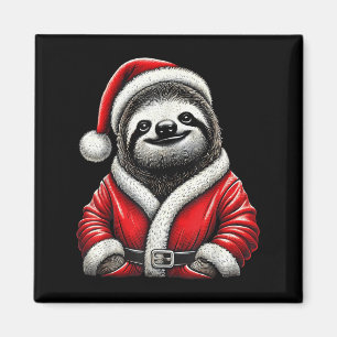 Cute Funny Sloth Santa Claus Christmas Xmas Sloth  Magnet