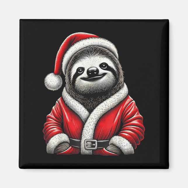 Cute Funny Sloth Santa Claus Christmas Xmas Sloth  Magnet (Front)