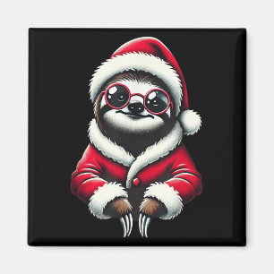 Cute Funny Sloth Santa Claus Christmas Xmas Sloth  Magnet