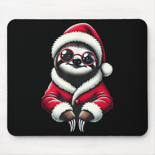 Cute Funny Sloth Santa Claus Christmas Xmas Sloth  Mouse Pad (Front)