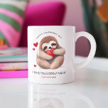 Cute Funny Sloth Valentine's Day Gift Coffee Mug<br><div class="desc">Let someone know that you love them slooow much! with this cute personalised sloth valentines day mug.</div>