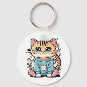 Cute funny small kitten Chiffon Top Key Ring
