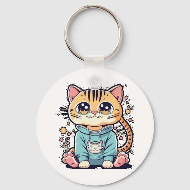 Cute funny small kitten Chiffon Top Key Ring (Front)