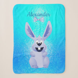 Cute Funny Smiling Bunny Name Personalise Sherpa Blanket