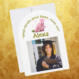 Cute Funny Snail Photo Graduation Party Invitation