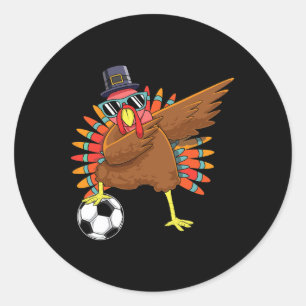 Cute Funny Soccer Thanksgiving Dabbing Turkey Dab Classic Round Sticker