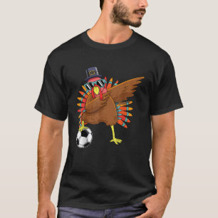 Cute Funny Soccer Thanksgiving Dabbing Turkey Dab  T-Shirt