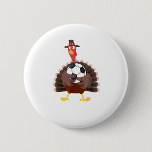 Cute Funny Soccer Thanksgiving Turkey Boys 6 Cm Round Badge