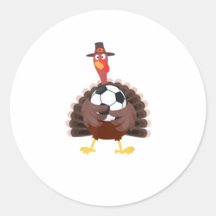 Cute Funny Soccer Thanksgiving Turkey Boys Classic Round Sticker