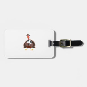 Cute Funny Soccer Thanksgiving Turkey Boys Luggage Tag