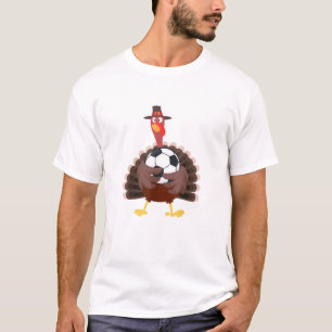 Cute Funny Soccer Thanksgiving Turkey Boys T-Shirt
