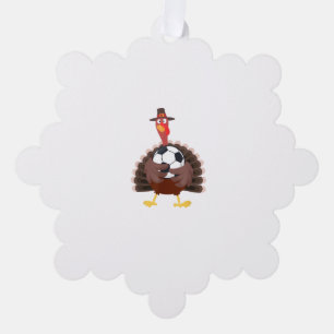 Cute Funny Soccer Thanksgiving Turkey Boys Tree Decoration Card