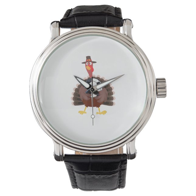 Cute Funny Soccer Thanksgiving Turkey Boys  Watch (Front)